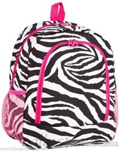 Personalized Backpack Book Bag Zebra Black White Pink Initial(s) or Name 16&quot;x12&quot; - £31.96 GBP