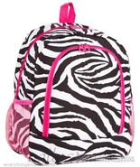 Personalized Backpack Book Bag Zebra Black White Pink Initial(s) or Name... - £31.89 GBP