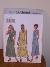 Butterick Pattern 3870 Womens 8-10-12 TOP + SKIRT Fast + Easy Princess s... - $5.95