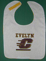 CENTRAL MICHIGAN UNIVERSITY PERSONALIZED BABY BIB WHITE OR PINK LARGE - ... - £12.50 GBP