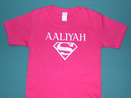 Girl T Shirt Tee Dark Pink Supergirl Sz 2 T 3 T 4 T Or 5 T Personalized High Quality - £15.81 GBP