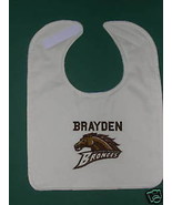 WESTERN MICHIGAN UNIVERSITY BRONCOS +PERSONALIZED BABY BIB LARGE WHITE O... - £12.75 GBP