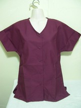 PERSONALIZED SCRUB SNAP TOP WINE BURGANDY COTTON SZ 5X Embroidered Up to... - $17.99