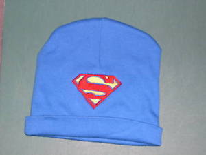 SUPERMAN SUPERGIRL BABY INFANT BEANIE CAP PERSONALIZED BLUE OR PINK VARIOUS SIZE - $9.99