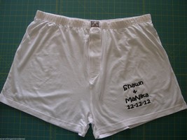 Personalized Boxers Groom White Wedding Gift Size 42 44 Embroidered W/Your Text - £12.05 GBP