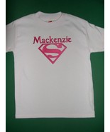 GIRL T-SHIRT LIGHT PINK SUPERGIRL + PERSONALIZED YOUTH SMALL 6-8 or MEDI... - £13.38 GBP+
