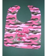 PERSONALIZED Name Pink Green Camo Camouflage BIBS BABY BIB LG Up to 4 wo... - £11.75 GBP