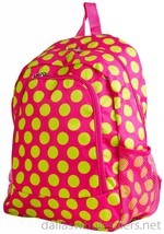 Personalized Backpack Book Bag Polka Dots Pink Lime Initial(s) Name Free 16&quot;x12&quot; - £31.45 GBP