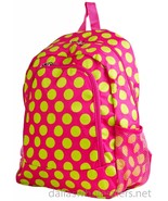 Personalized Backpack Book Bag Polka Dots Pink Lime Initial(s) Name Free... - £31.46 GBP
