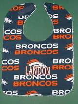 Denver Broncos Personalized Baby Bib Bibs Large Baby&#39;s Name Embroidered Free - £12.53 GBP