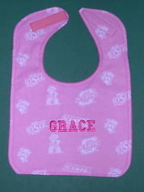 Oklahoma State University Osu Pink Personalized Baby Bib Girl Large Cotton Terry - £11.98 GBP