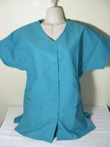 PERSONALIZED SCRUB SNAP TOP TEAL POLY/COTTON Sz XS-5X Embroidered w/Your... - £8.76 GBP+