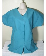 PERSONALIZED SCRUB SNAP TOP TEAL POLY/COTTON Sz XS-5X Embroidered w/Your... - £8.76 GBP+