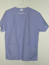 CEIL BLUE SCRUB V NECK TOP 2 POCKET PERSONALIZED UNISEX SIZE XL + 2X cot... - $17.99+