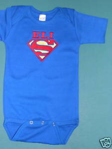 BABY ROYAL BLUE Romper SUPERMAN PERSONALIZED SZ 6-12 months High Quality Cotton - $19.99