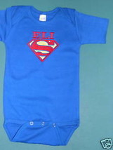 Baby Royal Blue Romper Superman Personalized Sz 6-12 Months High Quality Cotton - £16.07 GBP