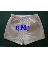 Personalized White Boy Boxer Shorts Diaper Cover FrontBack Name Initials... - £11.05 GBP