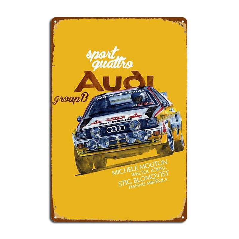 Audi sport quattro rally Group B metal wall poster Vintage decor Tin Sign garage - £22.52 GBP - £30.29 GBP