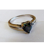 Sterling Silver 925 Mystic Topaz &amp; Diamond Two Heart ring band sz 9.25 - £35.20 GBP