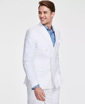 Bar III Suit Separate Men&#39;s 44S White Slim-Fit Stretch Linen Double-Brea... - $54.99