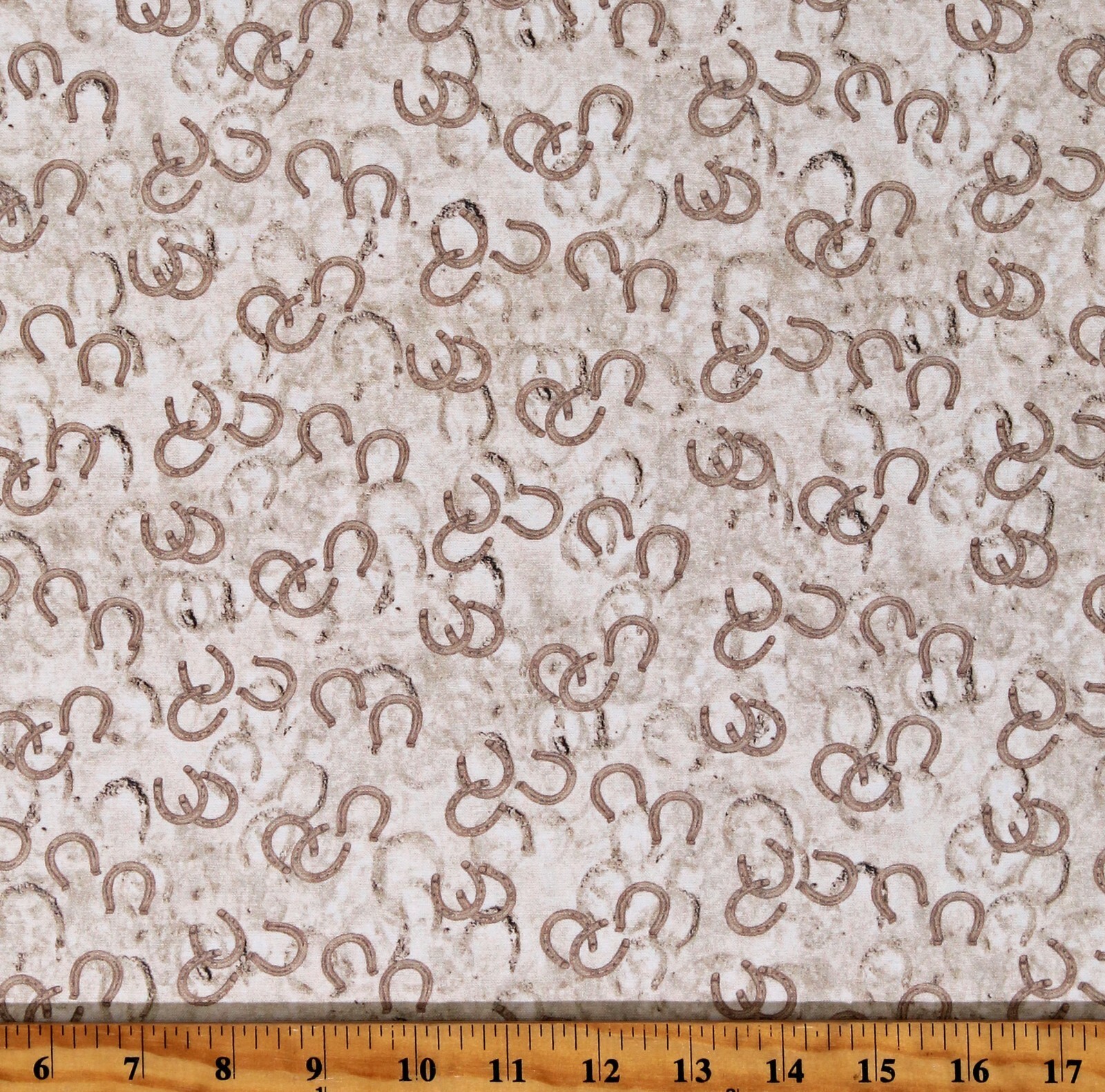 Cotton Horse Shoes Animals Equipment Tackle Cream Fabric Print by Yard D... - $15.95