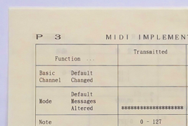 Korg Original MIDI Implementation Chart Sheet for the P3 Piano MIDI Module. - £13.22 GBP