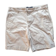 Chaps Mens Chino Shorts 32 Beige Flat Front High Rise 8&quot; Inseam  - £11.75 GBP