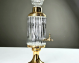 Antique Dispensing Decanter Ribbed Clear Glass Gold Mini Faucet And Acce... - $199.99