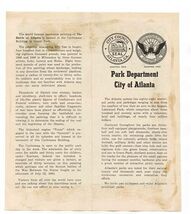 Park Department City of Atlanta Cyclorama Grant Park Brochure - $11.88