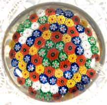 Vintage Art Glass Paperweight Low Profile Millefiori Weight Plenty of Color - £20.77 GBP