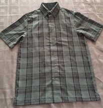 George Men&#39;s Short Sleeve Green/Black Stripe Button Down Shirt- Size S 34-36 - £12.53 GBP