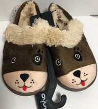  Plush Dog Face Slippers Toddler Boys Brown 5-6 - £17.16 GBP