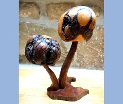 Vintage Carved Wood Mushrooms Signed Raymond Powers 10&quot; Orig Folk Art Aafa - £71.01 GBP