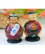 Vintage Pair Kokeshi Dolls Miniatures Wood Nodder Original Box Japan - £20.00 GBP