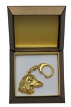 NEW, Dachshund (longhaired), millesimal fineness 999, dog keyring, in casket - £59.45 GBP
