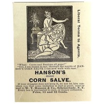 Hanson&#39;s Magic Corn Salve 1894 Advertisement Victorian Foot Medicine 1 A... - £8.00 GBP