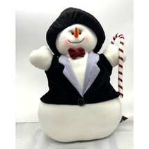 18&quot; Snowman Plush Christmas Decoration Candy Cane Carrot Nose Vest - $15.88