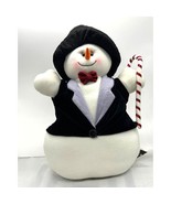 18&quot; Snowman Plush Christmas Decoration Candy Cane Carrot Nose Vest - £12.46 GBP