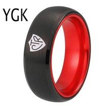 8mm Black Tungsten With Red Aluminum Rings CTR Rings Choose The Right Ring Women - £22.03 GBP