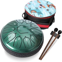 Steel Tongue Drum 11 Notes 6 Inch Handpan Drum Percussion Instruments, Green - £36.00 GBP