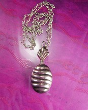 Sterling Pineapple Perfume Pendant Silver Necklace Signed ND Bottle 25 inch Chai - £179.44 GBP