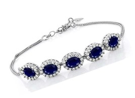 925 Sterling Silver Blue Sapphire Tennis For - £287.00 GBP