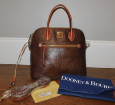 Dooney &amp; Bourke Large Domed Satchel Lizard Emb Chestnut Leather Crossbod... - $188.09