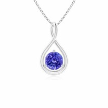 ANGARA 5mm Natural Tanzanite Solitaire Infinity Twist Pendant Necklace in Silver - £138.60 GBP+
