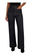 Vigoss Womens Jeans Dark Blue Trouser Stretch High-Waist Pockets Wide Leg - $69.70 CAD