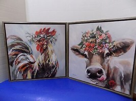 NEW Cow Rooster Painting Print Wall Art By Ed Brodsky Rustic Home Farmhouse - £43.95 GBP