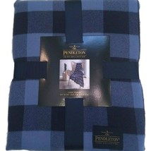 Pendleton Throw Blanket Blue Rob Roy Luxe Buffalo Check 50&quot;x70&quot; Cabin Lodge - £39.74 GBP