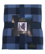Pendleton Throw Blanket Blue Rob Roy Luxe Buffalo Check 50&quot;x70&quot; Cabin Lodge - £39.12 GBP