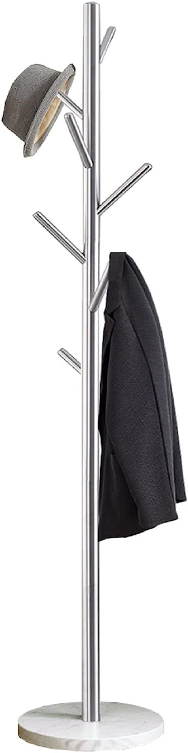 Jolitac Metal Coat Rack Stand With Satin Steel Finish, Stable Marble Base, - $111.96