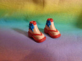 Barbie My Scene Red Flip Flop Sandals Blue Hawaiian Flowers - £3.93 GBP